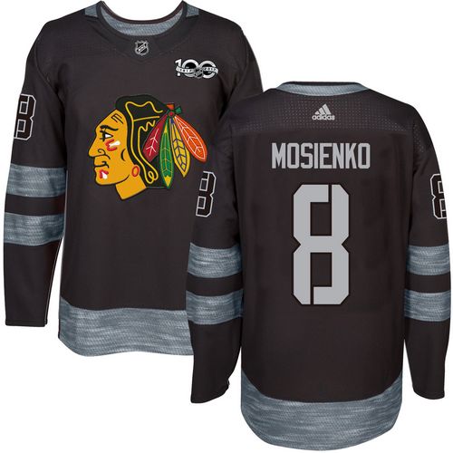 Adidas Blackhawks #8 Bill Mosienko Black 1917-2017 100th Anniversary Stitched NHL Jersey