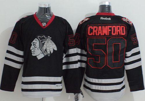 Blackhawks #50 Corey Crawford Black Ice Stitched NHL Jersey