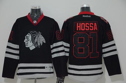 Blackhawks #81 Marian Hossa Black Ice Stitched NHL Jersey