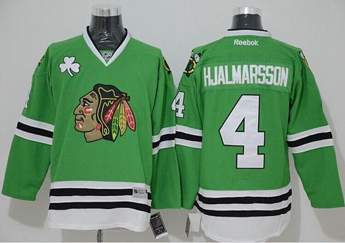 Blackhawks #4 Niklas Hjalmarsson Green Stitched NHL Jersey