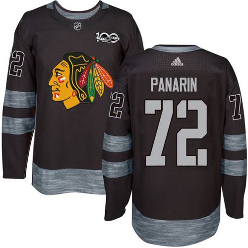 Adidas Blackhawks #72 Artemi Panarin Black 1917-2017 100th Anniversary Stitched NHL Jersey