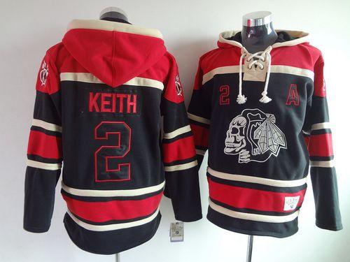 Blackhawks #2 Duncan Keith Black Sawyer Hooded Sweatshirt Stitched NHL Jersey