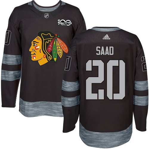 Adidas Blackhawks #20 Brandon Saad Black 1917-2017 100th Anniversary Stitched NHL Jersey