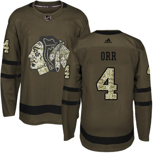 Adidas Blackhawks #4 Bobby Orr Green Salute to Service Stitched NHL Jersey