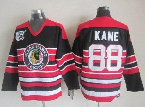 Blackhawks #88 Patrick Kane Red/Black 75TH CCM Stitched NHL Jersey - Click Image to Close