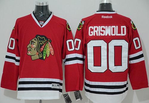 Blackhawks #00 Clark Griswold Red Home Stitched NHL Jersey - Click Image to Close