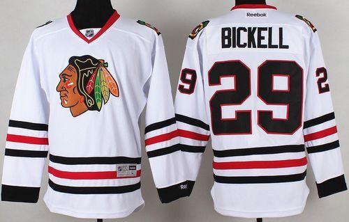 Blackhawks #29 Bryan Bickell White Stitched NHL Jersey - Click Image to Close