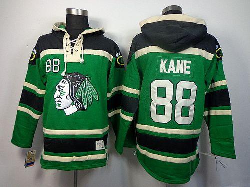 Blackhawks #88 Patrick Kane Green St. Patrick's Day McNary Lace Hoodie Stitched NHL Jersey - Click Image to Close