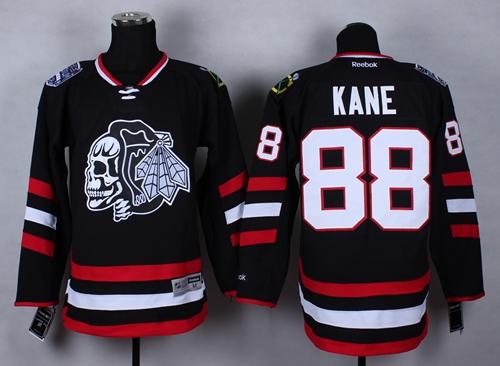 Blackhawks #88 Patrick Kane Black(White Skull) 2014 Stadium Series Stitched NHL Jersey - Click Image to Close