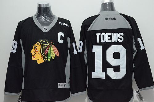 Blackhawks #19 Jonathan Toews Black Practice Stitched NHL Jersey