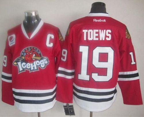 Blackhawks #19 Jonathan Toews Red Ice Hogs Stitched NHL Jersey - Click Image to Close