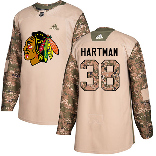 Adidas Blackhawks #38 Ryan Hartman Camo Authentic 2017 Veterans Day Stitched NHL Jersey