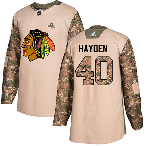 Adidas Blackhawks #40 John Hayden Camo Authentic 2017 Veterans Day Stitched NHL Jersey