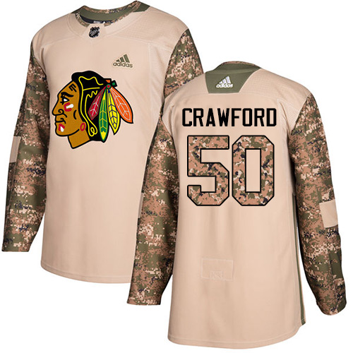 Adidas Blackhawks #50 Corey Crawford Camo Authentic 2017 Veterans Day Stitched NHL Jersey