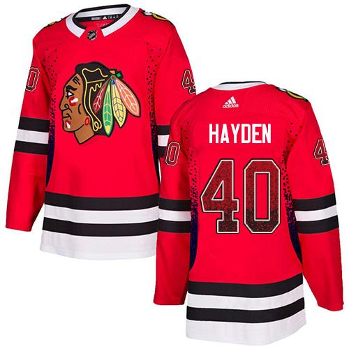 Adidas Blackhawks #40 John Hayden Red Home Authentic Drift Fashion Stitched NHL Jersey - Click Image to Close