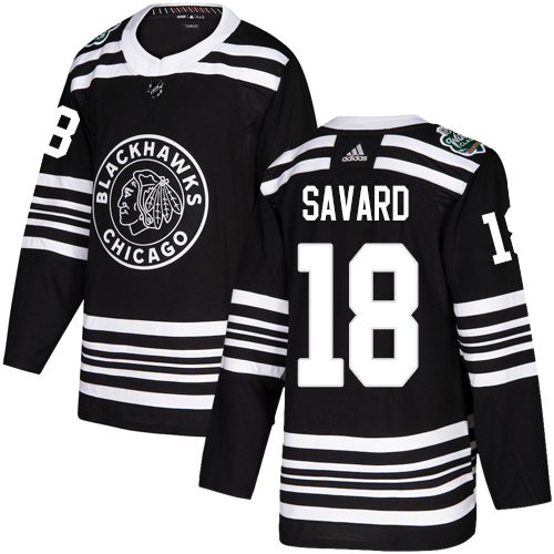 Adidas Blackhawks #18 Denis Savard Black Authentic 2019 Winter Classic Stitched NHL Jersey