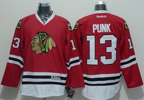 Blackhawks #13 CM Punk Red Stitched NHL Jersey - Click Image to Close