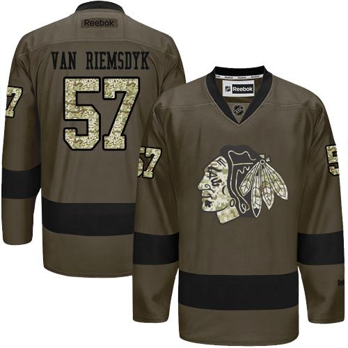 Blackhawks #57 Trevor Van Riemsdyk Green Salute to Service Stitched NHL Jersey