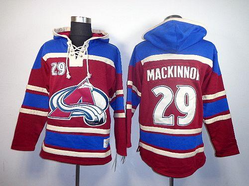 Avalanche #29 Nathan MacKinnon Red Sawyer Hooded Sweatshirt Stitched NHL Jersey - Click Image to Close