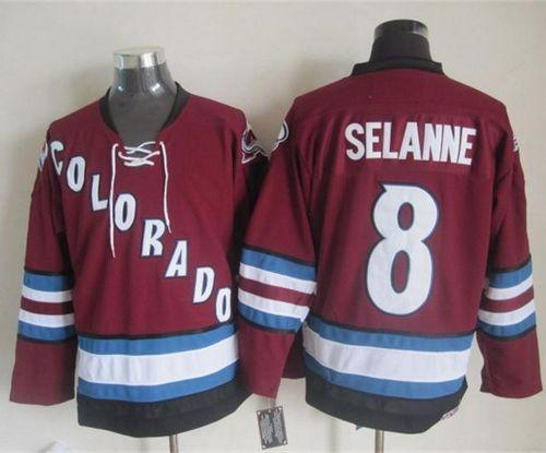 Avalanche #8 Teemu Selanne Red CCM Throwback Stitched NHL Jersey - Click Image to Close