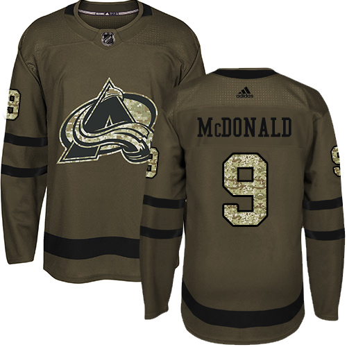 Adidas Avalanche #9 Lanny McDonald Green Salute to Service Stitched NHL Jersey