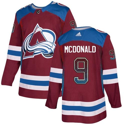 Adidas Avalanche #9 Lanny McDonald Burgundy Home Authentic Drift Fashion Stitched NHL Jersey