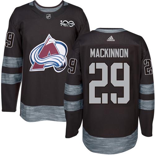 Adidas Avalanche #29 Nathan MacKinnon Black 1917-2017 100th Anniversary Stitched NHL Jersey