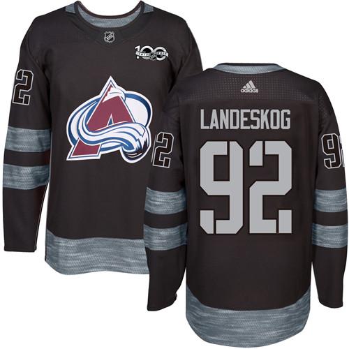 Adidas Avalanche #92 Gabriel Landeskog Black 1917-2017 100th Anniversary Stitched NHL Jersey