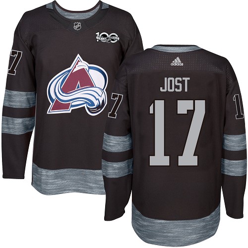 Adidas Avalanche #17 Tyson Jost Black 1917-2017 100th Anniversary Stitched NHL Jersey