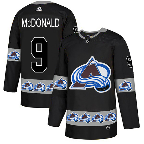 Adidas Avalanche #9 Lanny McDonald Black Authentic Team Logo Fashion Stitched NHL Jersey - Click Image to Close