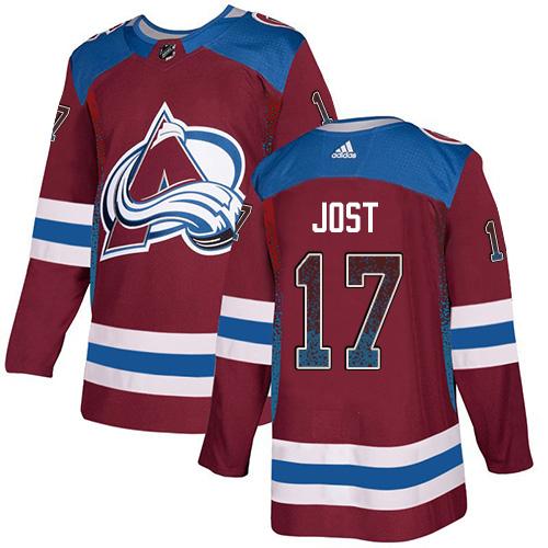 Adidas Avalanche #17 Tyson Jost Burgundy Home Authentic Drift Fashion Stitched NHL Jersey