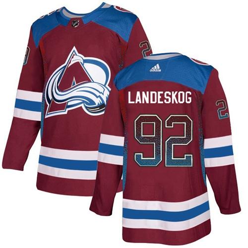 Adidas Avalanche #92 Gabriel Landeskog Burgundy Home Authentic Drift Fashion Stitched NHL Jersey