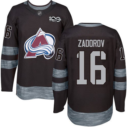 Adidas Avalanche #16 Nikita Zadorov Black 1917-2017 100th Anniversary Stitched NHL Jersey