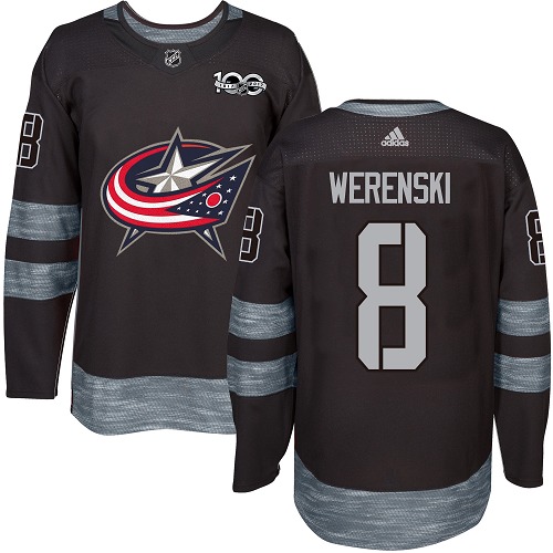 Adidas Blue Jackets #8 Zach Werenski Black 1917-2017 100th Anniversary Stitched NHL Jersey