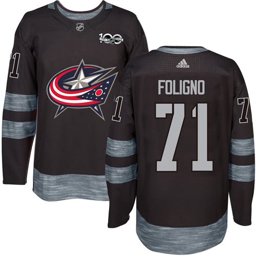 Adidas Blue Jackets #71 Nick Foligno Black 1917-2017 100th Anniversary Stitched NHL Jersey