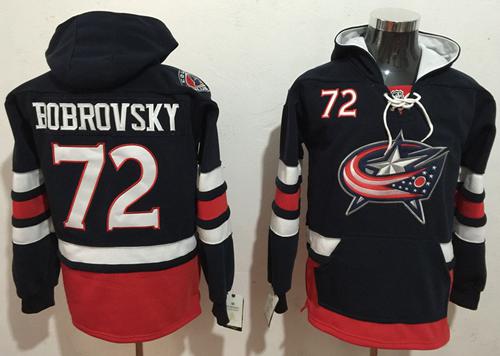 Blue Jackets #72 Sergei Bobrovsky Navy Blue Name & Number Pullover NHL Hoodie