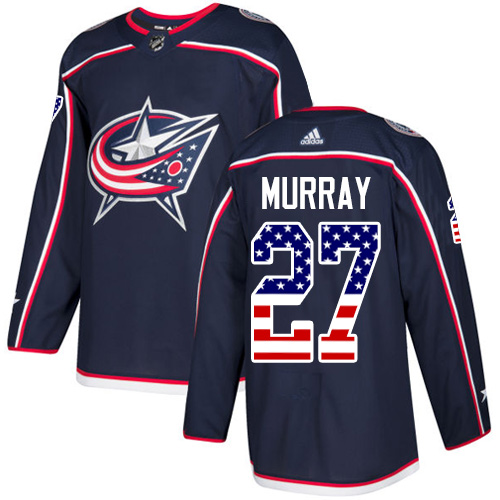 Adidas Blue Jackets #27 Ryan Murray Navy Blue Home Authentic USA Flag Stitched NHL Jersey - Click Image to Close