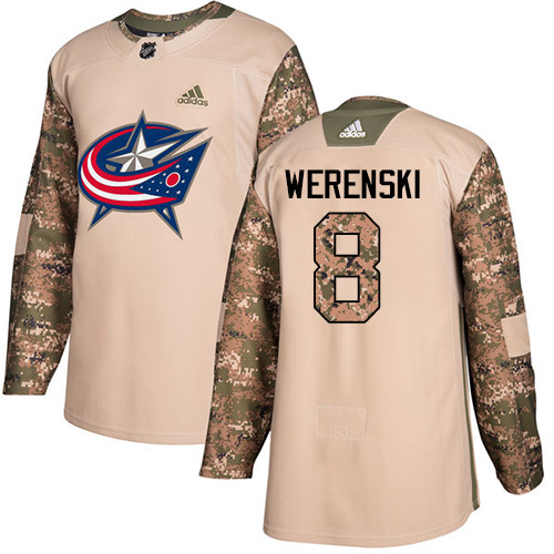 Adidas Blue Jackets #8 Zach Werenski Camo Authentic 2017 Veterans Day Stitched NHL Jersey