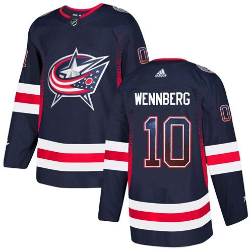 Adidas Blue Jackets #10 Alexander Wennberg Navy Blue Home Authentic Drift Fashion Stitched NHL Jersey