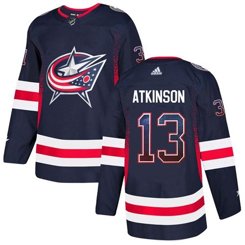 Adidas Blue Jackets #13 Cam Atkinson Navy Blue Home Authentic Drift Fashion Stitched NHL Jersey