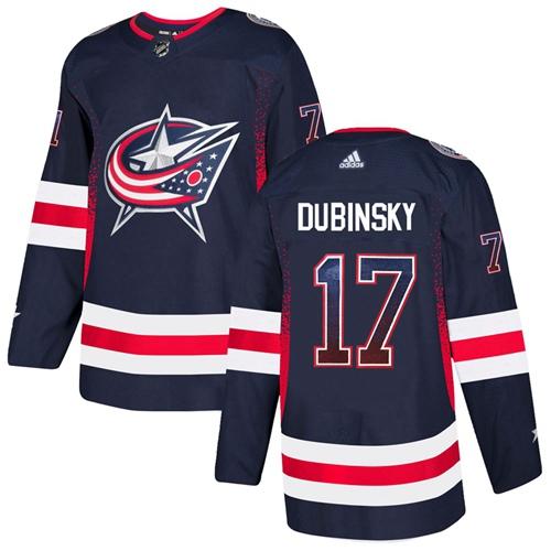 Adidas Blue Jackets #17 Brandon Dubinsky Navy Blue Home Authentic Drift Fashion Stitched NHL Jersey