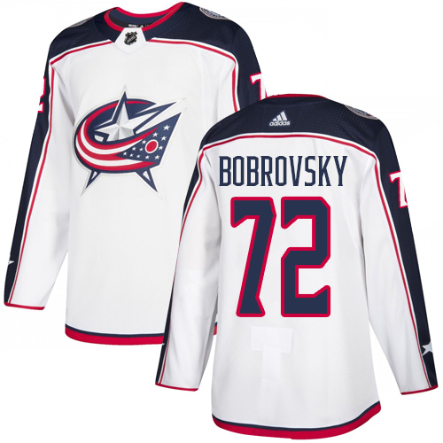 Adidas Blue Jackets #72 Sergei Bobrovsky White Road Authentic Stitched NHL Jersey