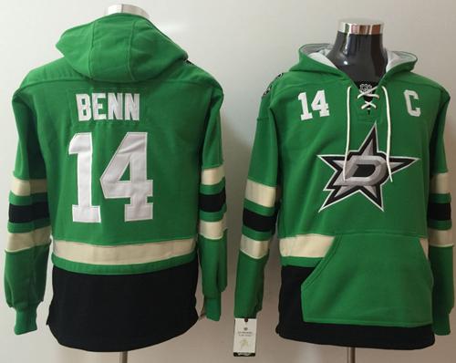 Stars #14 Jamie Benn Green Name & Number Pullover NHL Hoodie