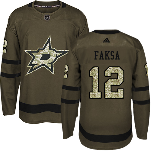 Adidas Stars #12 Radek Faksa Green Salute to Service Stitched NHL Jersey