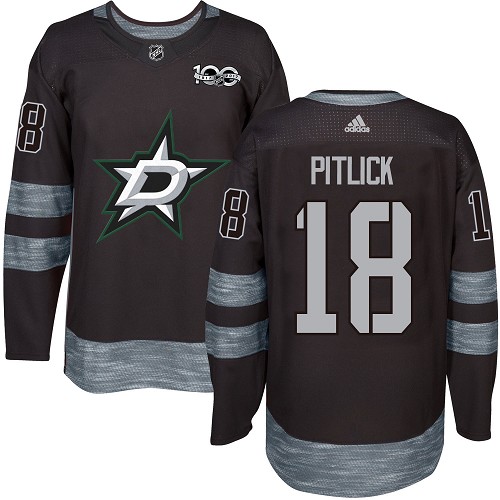 Adidas Stars #18 Tyler Pitlick Black 1917-2017 100th Anniversary Stitched NHL Jersey