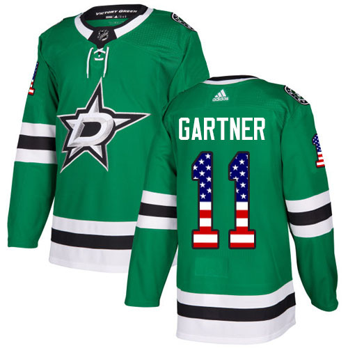 Adidas Stars #11 Mike Gartner Green Home Authentic USA Flag Stitched NHL Jersey