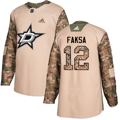 Adidas Stars #12 Radek Faksa Camo Authentic 2017 Veterans Day Stitched NHL Jersey - Click Image to Close