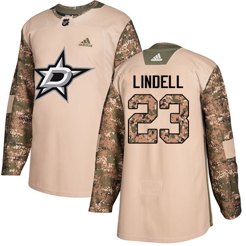 Adidas Stars #23 Esa Lindell Camo Authentic 2017 Veterans Day Stitched NHL Jersey - Click Image to Close