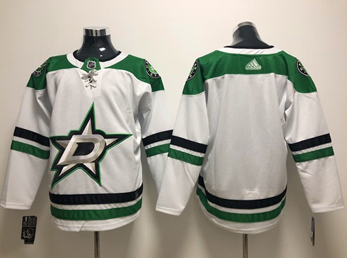 Adidas Stars Blank White Road Authentic Stitched NHL Jersey