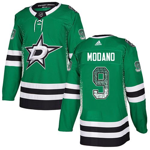 Adidas Stars #9 Mike Modano Green Home Authentic Drift Fashion Stitched NHL Jersey - Click Image to Close